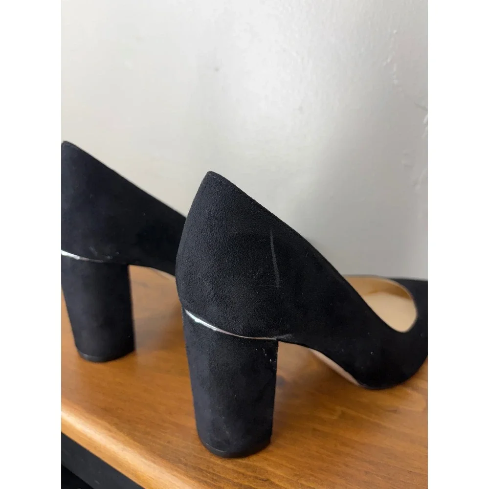 Marc Fisher Vividly Black Suede Pointed Toe Block Heel Pumps MFVIVIDLY-C Size 6M